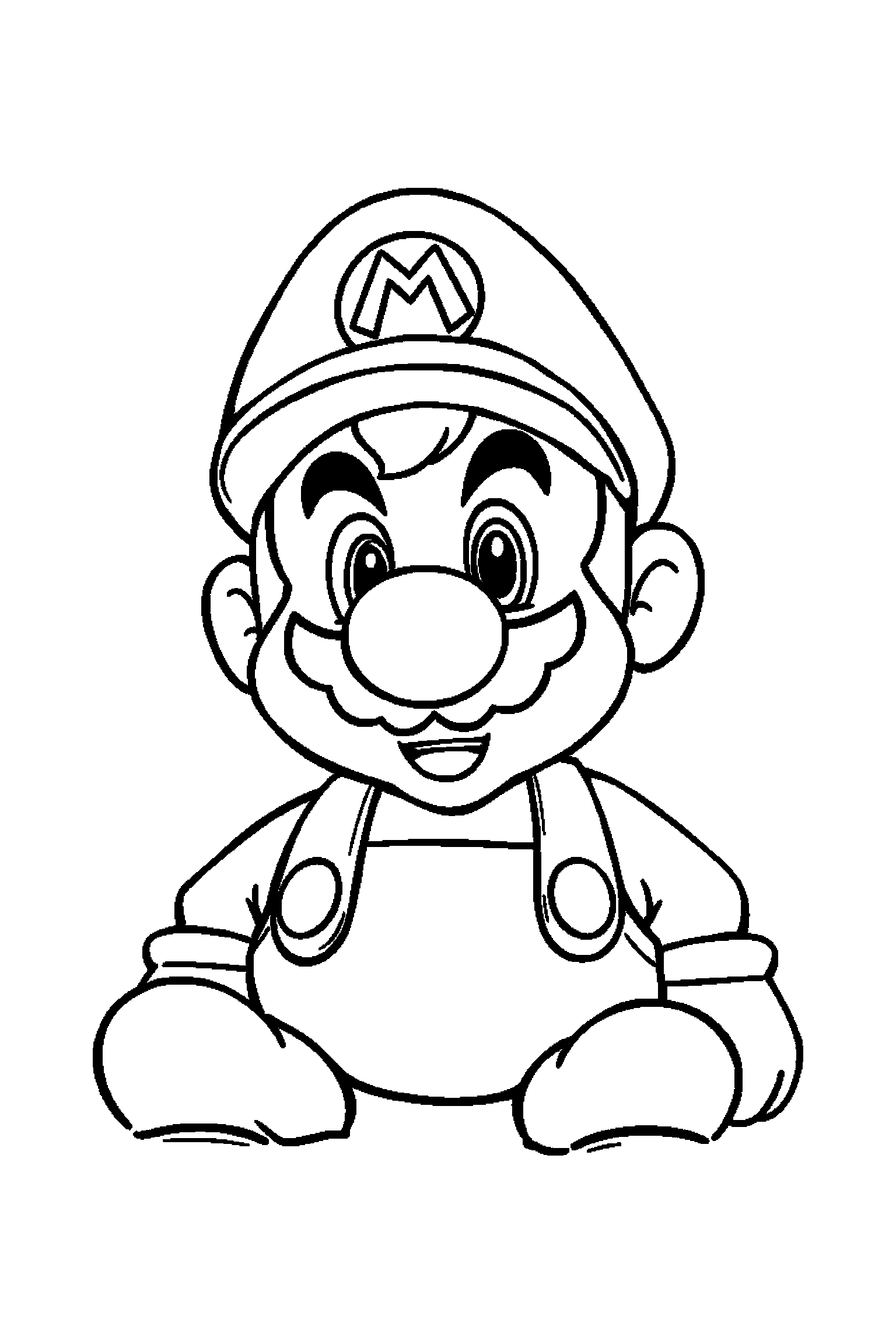 Coloriage Mario gratuit à imprimer - portrait facile avec Peach et de grands contours Coloriage Mario gratuit à imprimer : portrait facile avec Peach et de grands contours