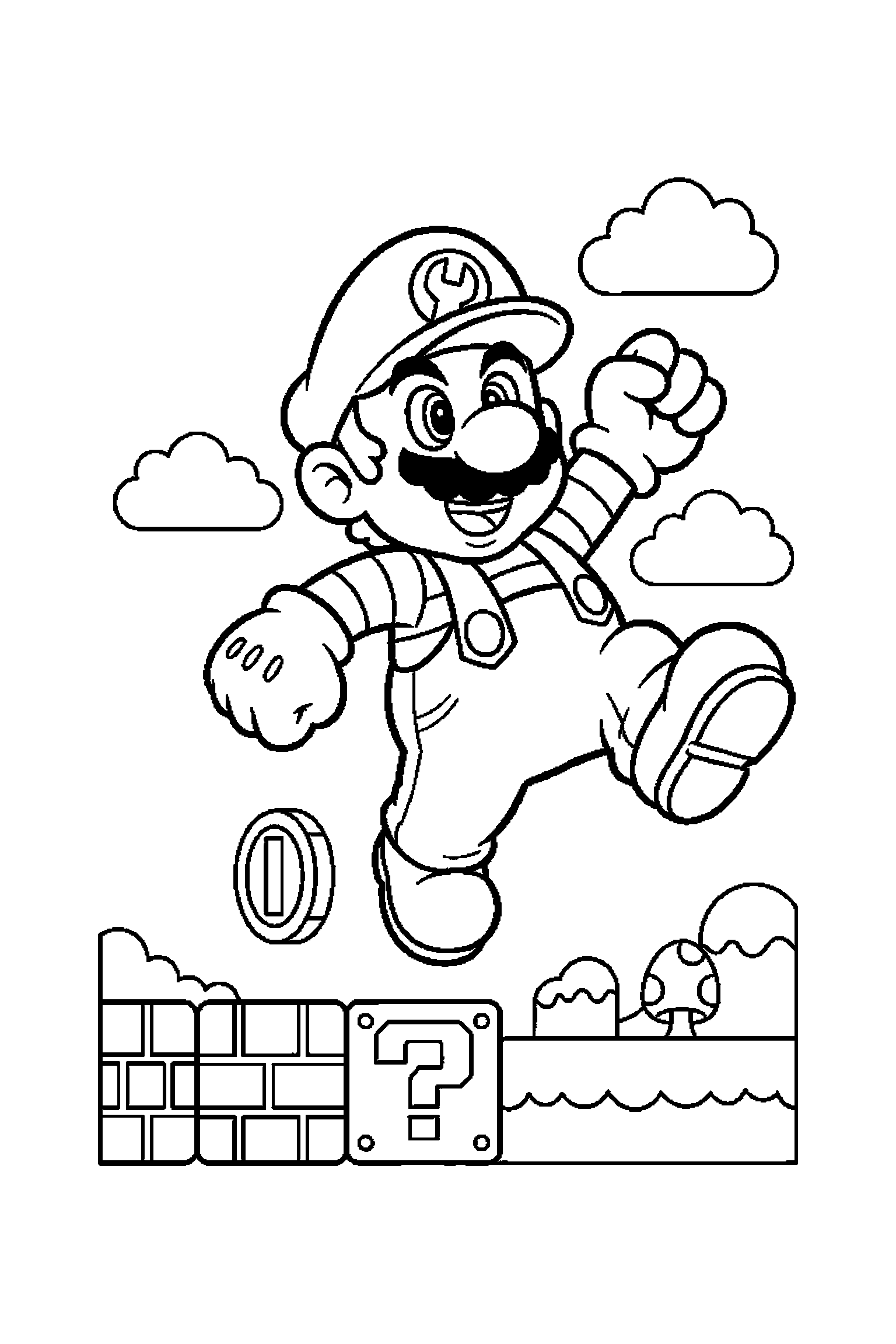 Coloriage Mario gratuit à imprimer - Yoshi tenant une casquette Coloriage Mario gratuit à imprimer : Yoshi tenant une casquette