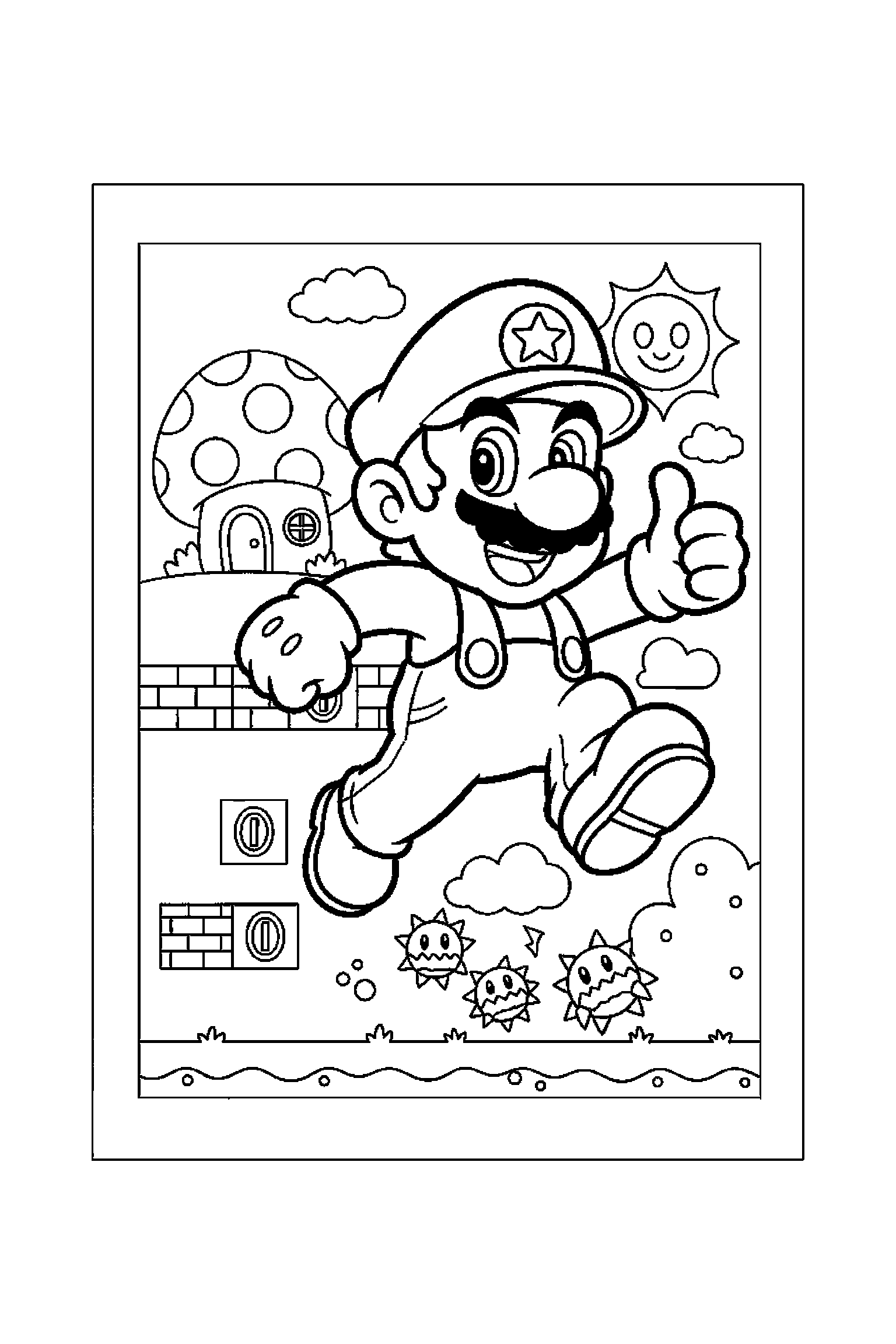 Coloriage Mario gratuit à imprimer - Toad qui dort paisiblement Coloriage Mario gratuit à imprimer : Toad qui dort paisiblement