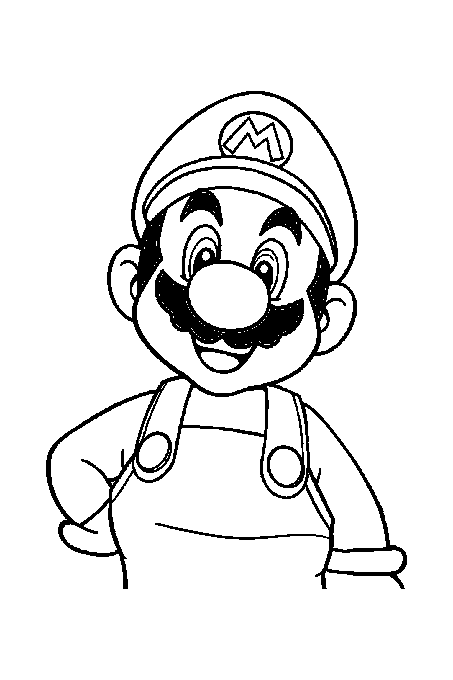 Coloriage Mario gratuit à imprimer - Mario debout avec une posture simple et lisible Coloriage Mario gratuit à imprimer : Mario debout avec une posture simple et lisible