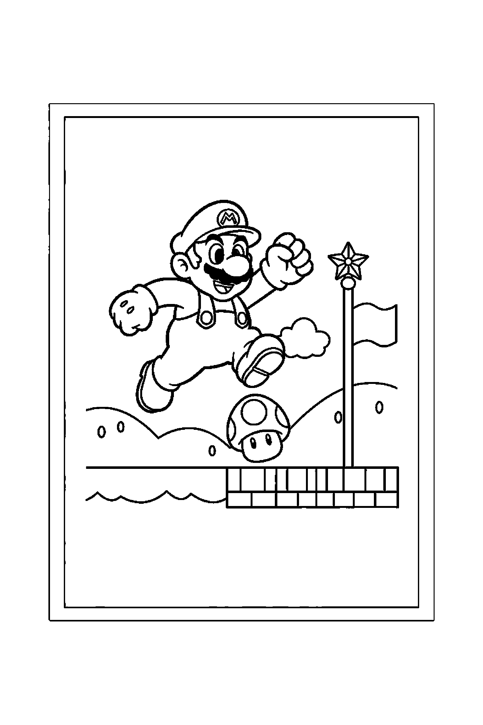 Coloriage Mario gratuit à imprimer - Luigi qui montre un champignon avec un bras bien attaché au corps Coloriage Mario gratuit à imprimer : Luigi qui montre un champignon avec un bras bien attaché au corps