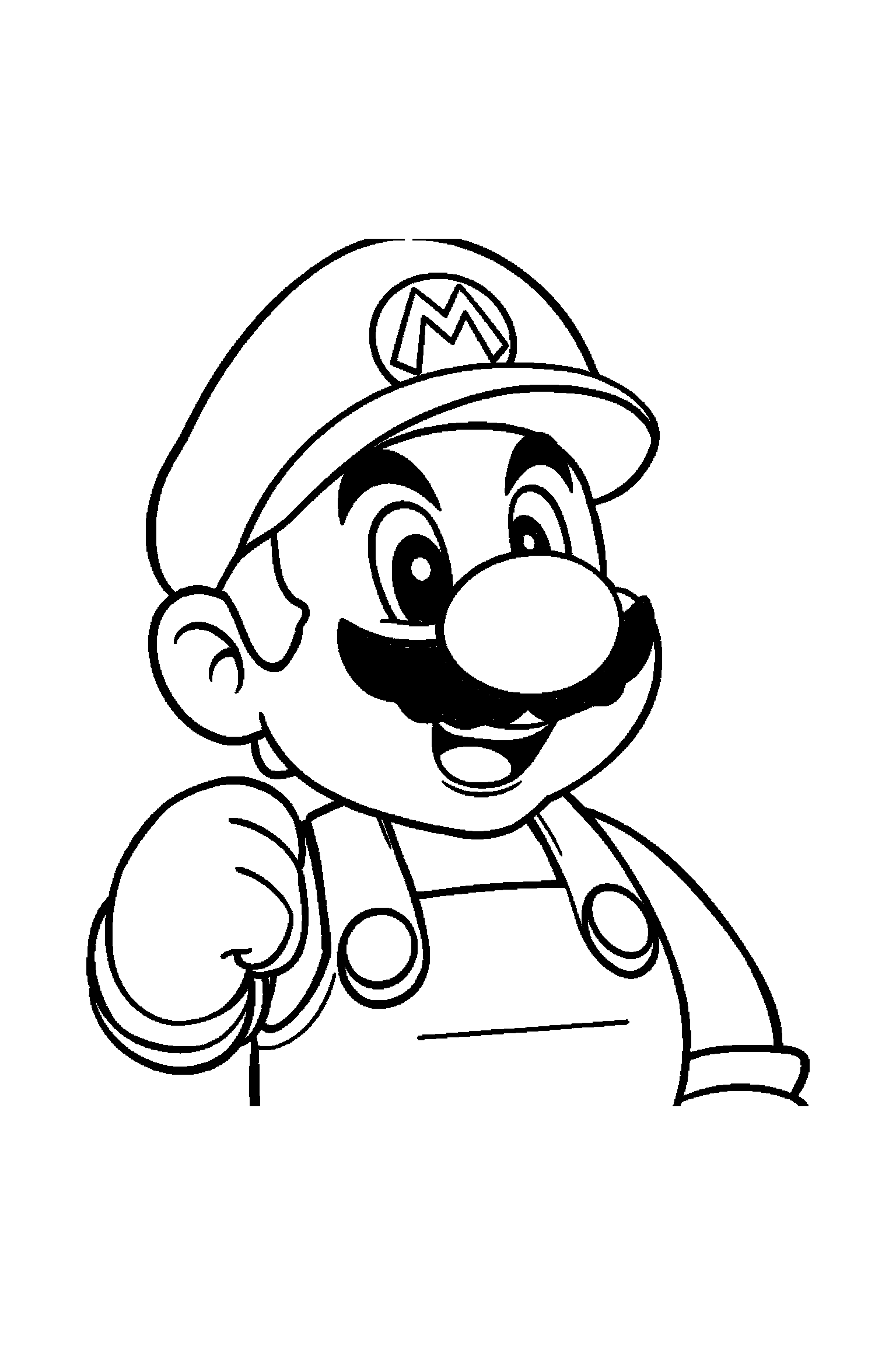 Coloriage Mario gratuit à imprimer - Luigi avec une expression joyeuse Coloriage Mario gratuit à imprimer : Luigi avec une expression joyeuse