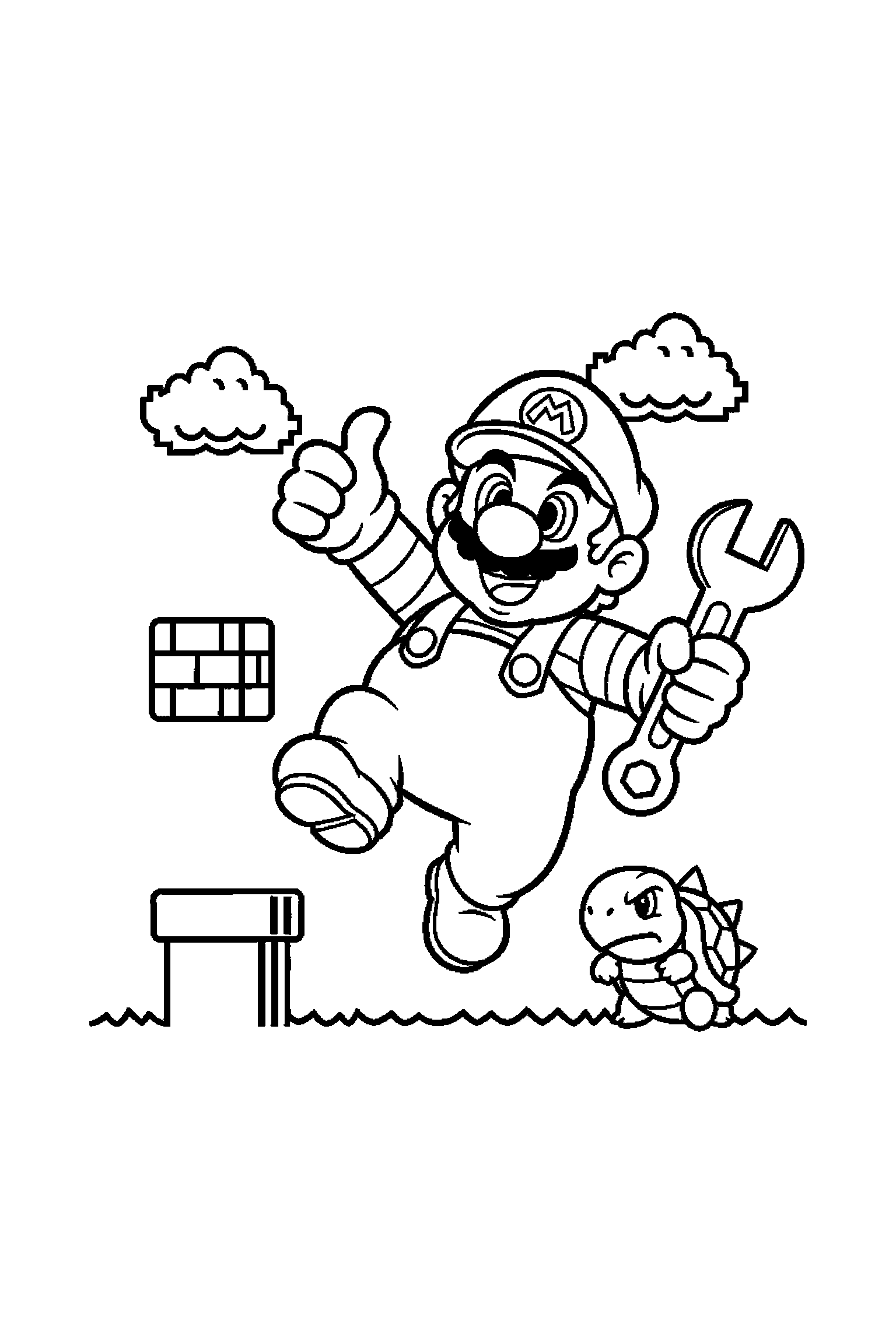 Coloriage Mario gratuit à imprimer - Yoshi qui regarde une casquette Coloriage Mario gratuit à imprimer : Yoshi qui regarde une casquette