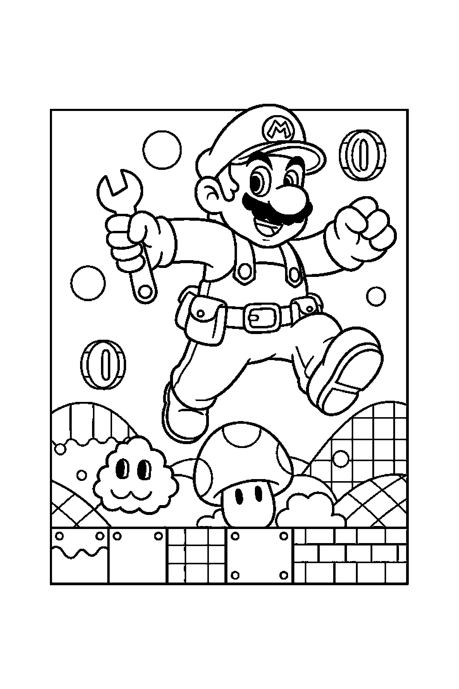 Coloriage Mario gratuit à imprimer - Mario dans le Royaume Champignon Coloriage Mario gratuit à imprimer : Mario dans le Royaume Champignon