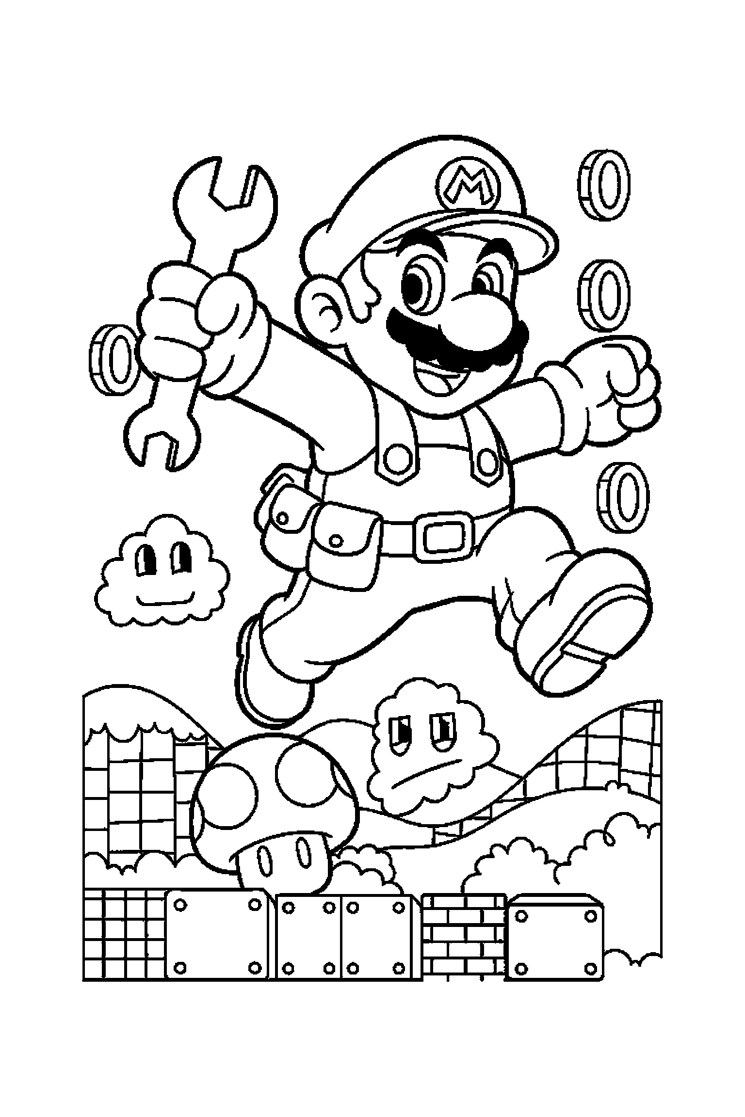 Coloriage Mario gratuit à imprimer - Peach en petite scène d'aventure Coloriage Mario gratuit à imprimer : Peach en petite scène d'aventure