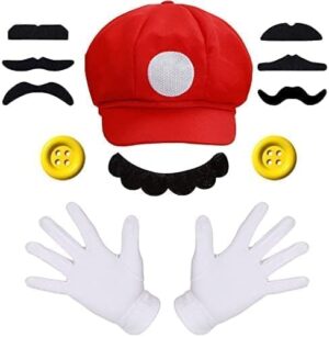 Kit Luigi Super Bros avec bonnets, moustaches, gants et boutons