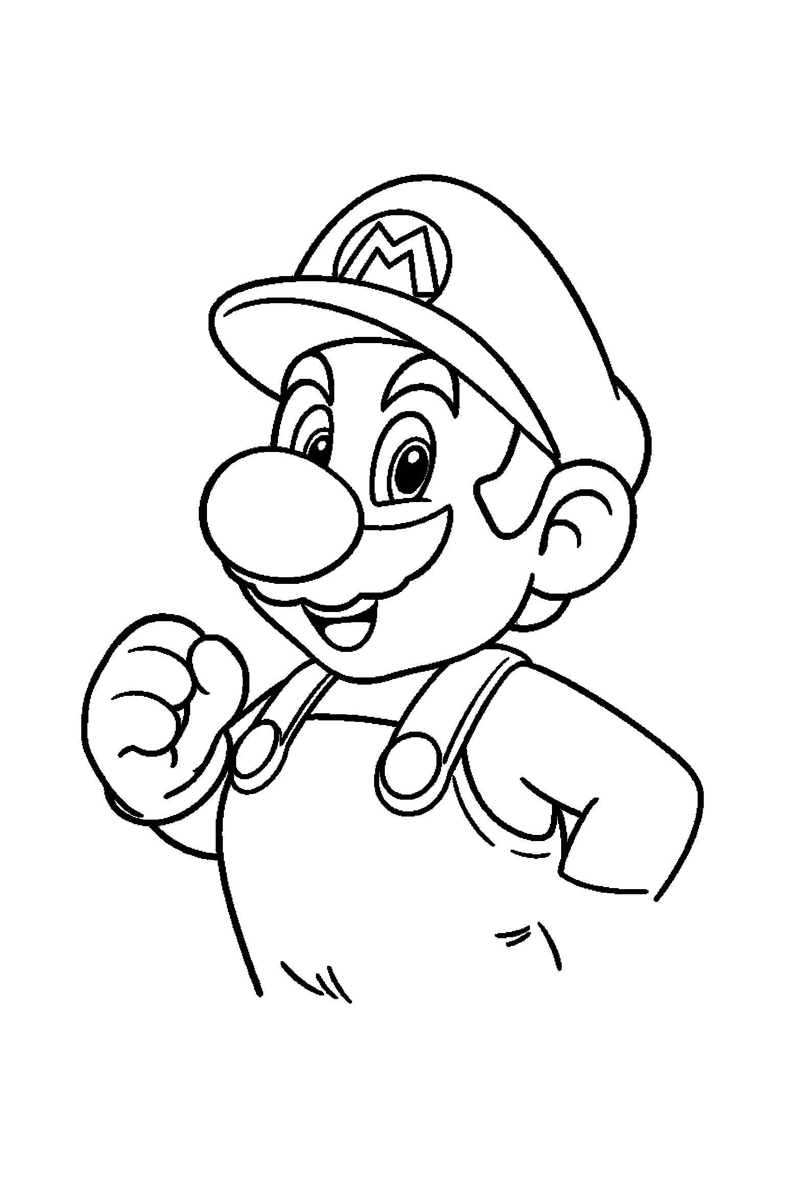 Coloriage Mario gratuit à imprimer - Mario au milieu de grands éléments faciles Coloriage Mario gratuit à imprimer : Mario au milieu de grands éléments faciles