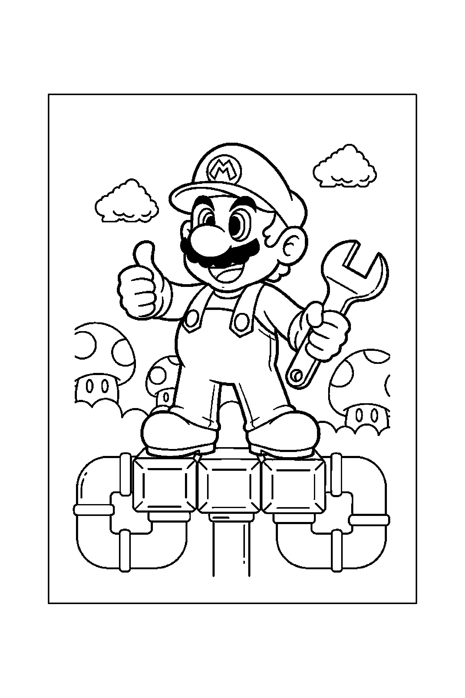 Coloriage Mario gratuit à imprimer - Yoshi dans un cadre décoratif léger Coloriage Mario gratuit à imprimer : Yoshi dans un cadre décoratif léger