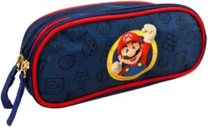 Trousse scolaire Super Mario à 2 compartiments zippés 22,5 x 9,5 x 7,3 cm