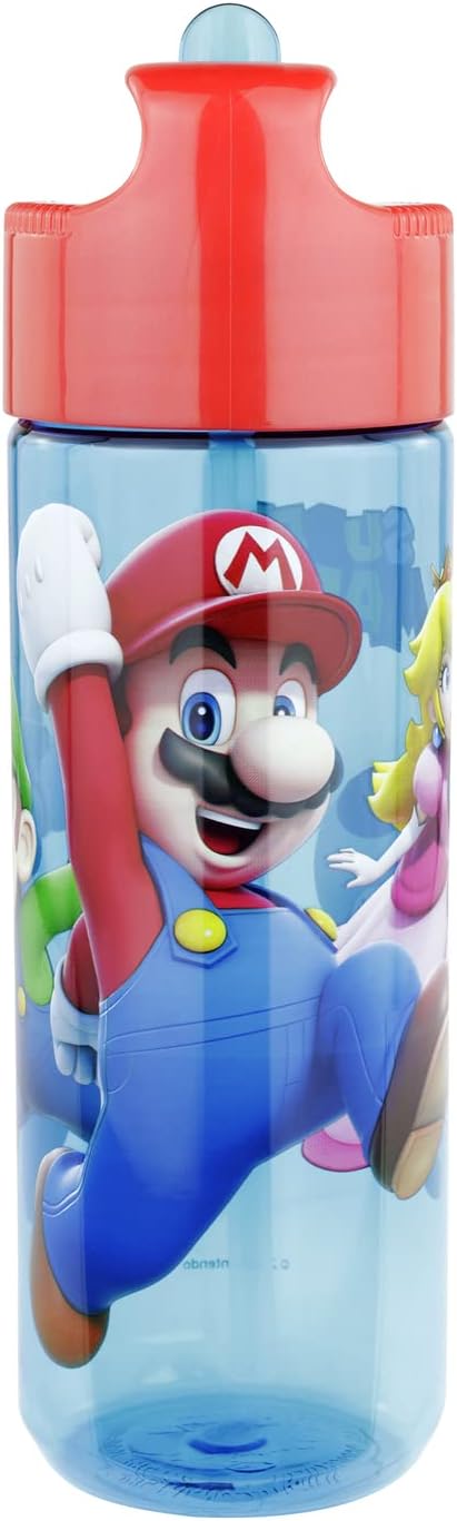 Gourde Super Mario transparente avec paille intégrée, 540 ml – Image 2