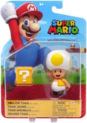 Toad jaune Super Mario, figurine articulée 10.2cm avec accessoire point d'interrogation