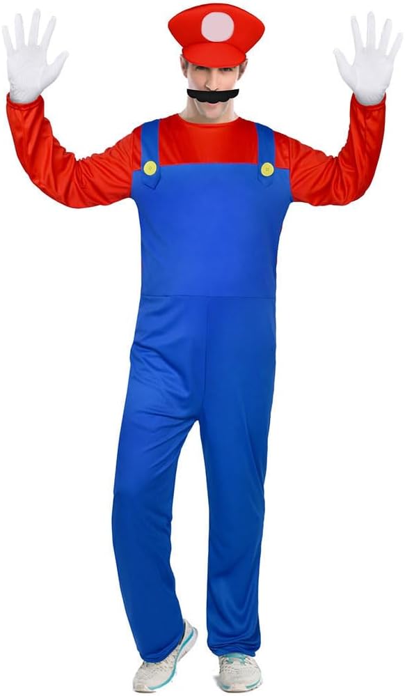Costume Mario Luigi-Bros adulte avec bonnet, barbe et gants – Image 8