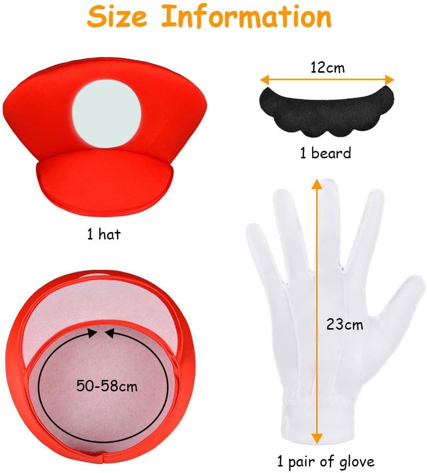 Costume de cosplay Mario Luigi avec bonnet, barbe et gants – Image 3