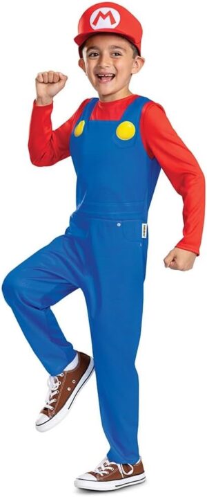 Déguisement Mario enfant Nintendo Super Mario Bros avec salopette et casquette rouge, taille M 7-8 ans