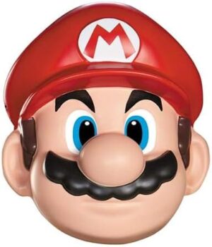 Masque Mario adulte rouge en plastique rigide avec élastique