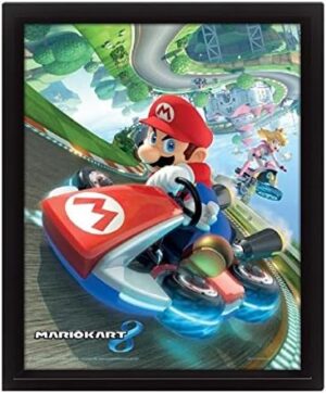 Cadre lenticulaire 3D Super Mario Mario Kart 8 effet de mouvement 25,5 x 20,5 cm
