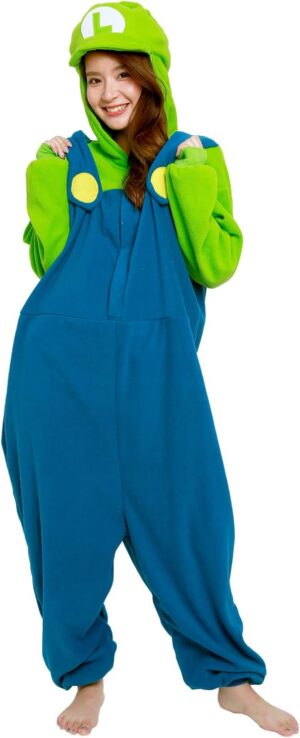 Kigurumi Luigi en polaire taille unique 155 à 180, Super Mario Bros