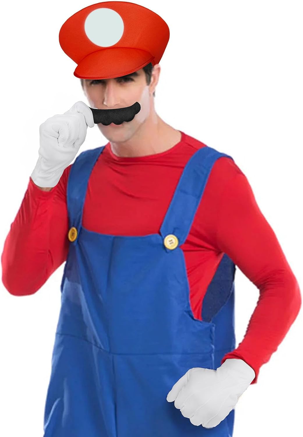 Costume de cosplay Mario Luigi avec bonnet, barbe et gants – Image 2