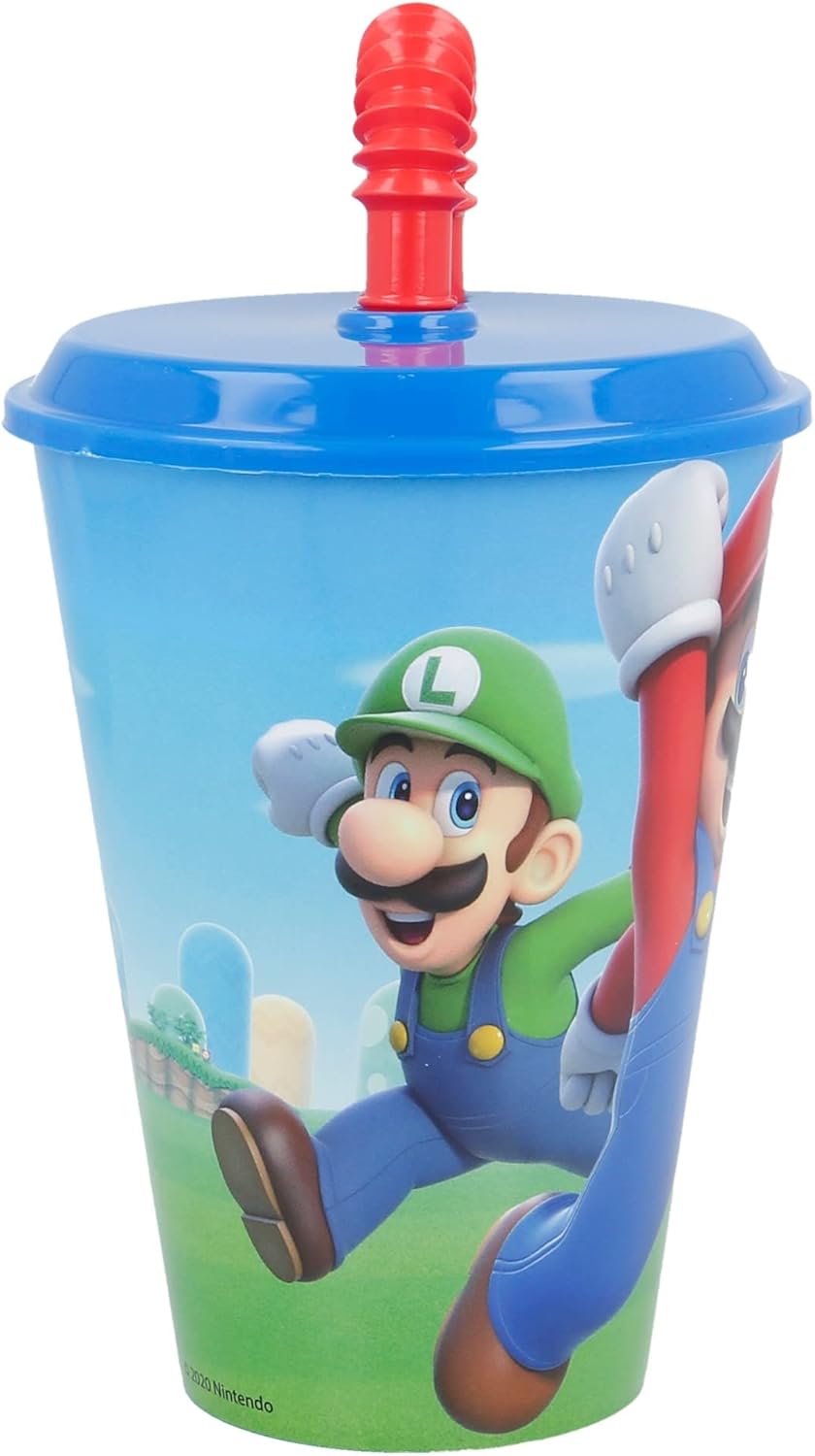 Gobelet enfant Super Mario avec paille, plastique sans BPA 430 ml – Image 2