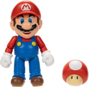 Figurine articulée Mario Nintendo Super Mario avec champignon Power Up 10,2 cm