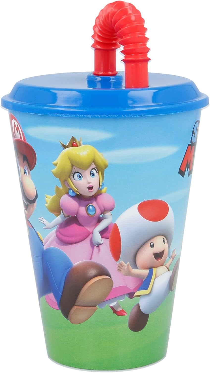 Gobelet enfant Super Mario avec paille, plastique sans BPA 430 ml – Image 3