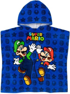Serviette poncho Super Mario et Luigi pour enfants et adolescents