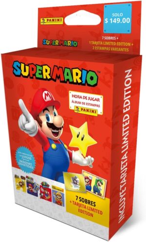 Blister Panini Super Mario avec 8 pochettes et 1 carte Édition Limitée