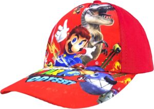 Casquette baseball Mario à bord plat réglable, dinosaure rouge