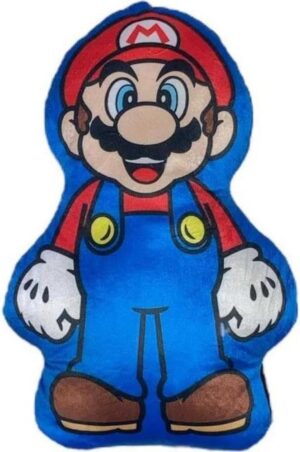 Coussin Mario forme personnage en 100 % polyester, 33 x 22 cm