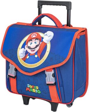 Cartable Mario à roulettes 41 x 35 x 15 cm avec rabat