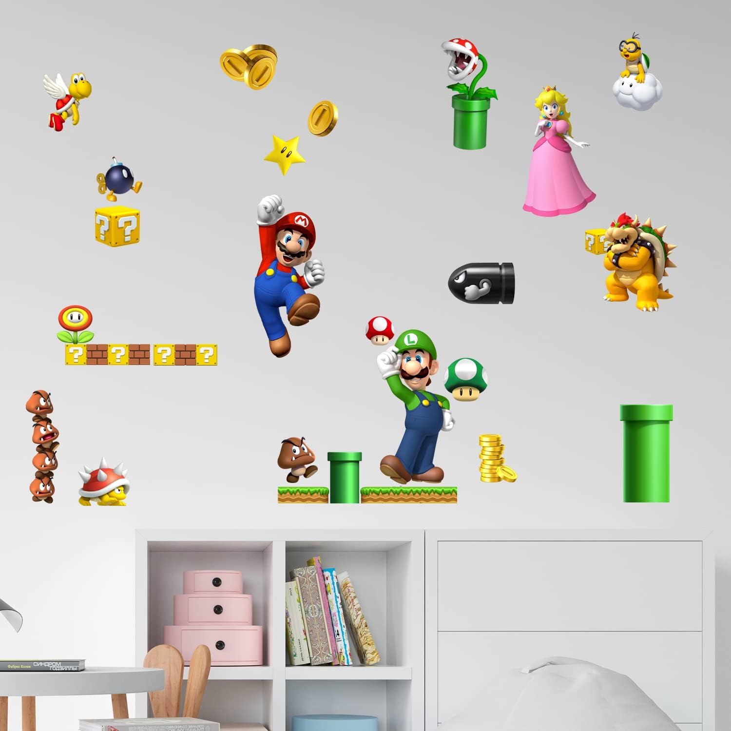 Sticker mural Mario en 4 feuilles A4 pour chambre d'enfant – Image 3