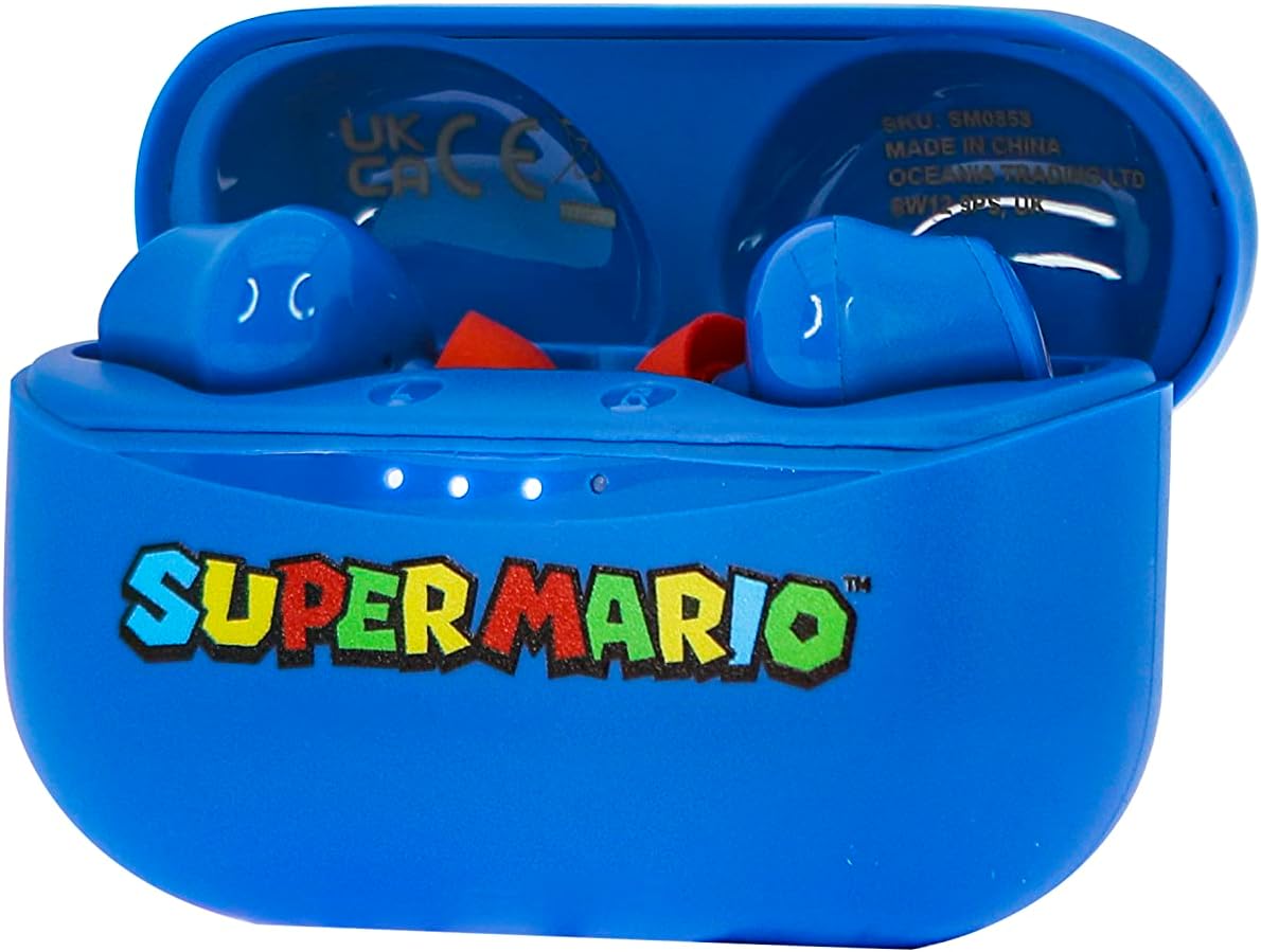 Écouteurs Bluetooth 5.0 Super Mario avec boîtier bleu – Image 4