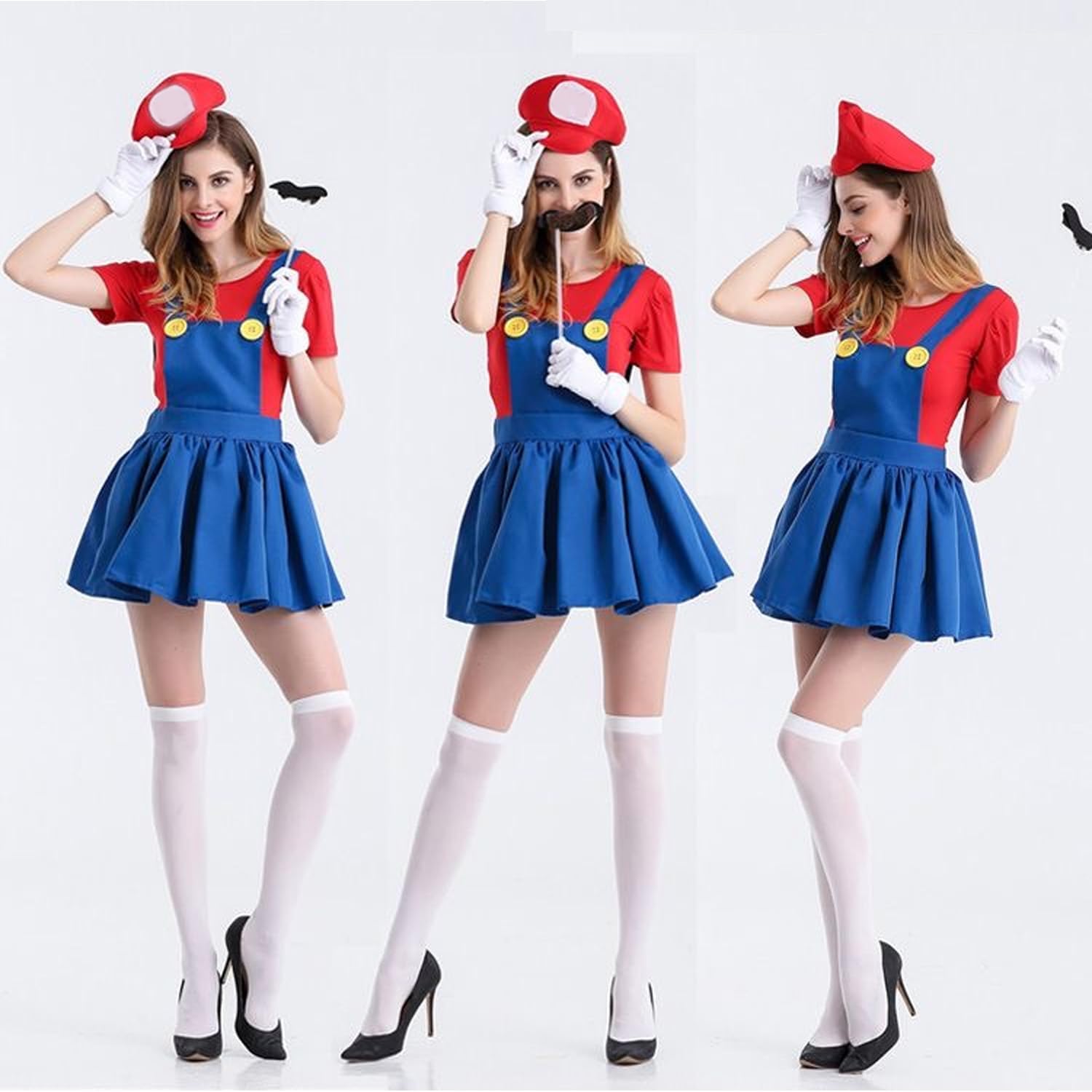 Kit déguisement Mario avec 2 casquettes et 14 moustaches – Image 6