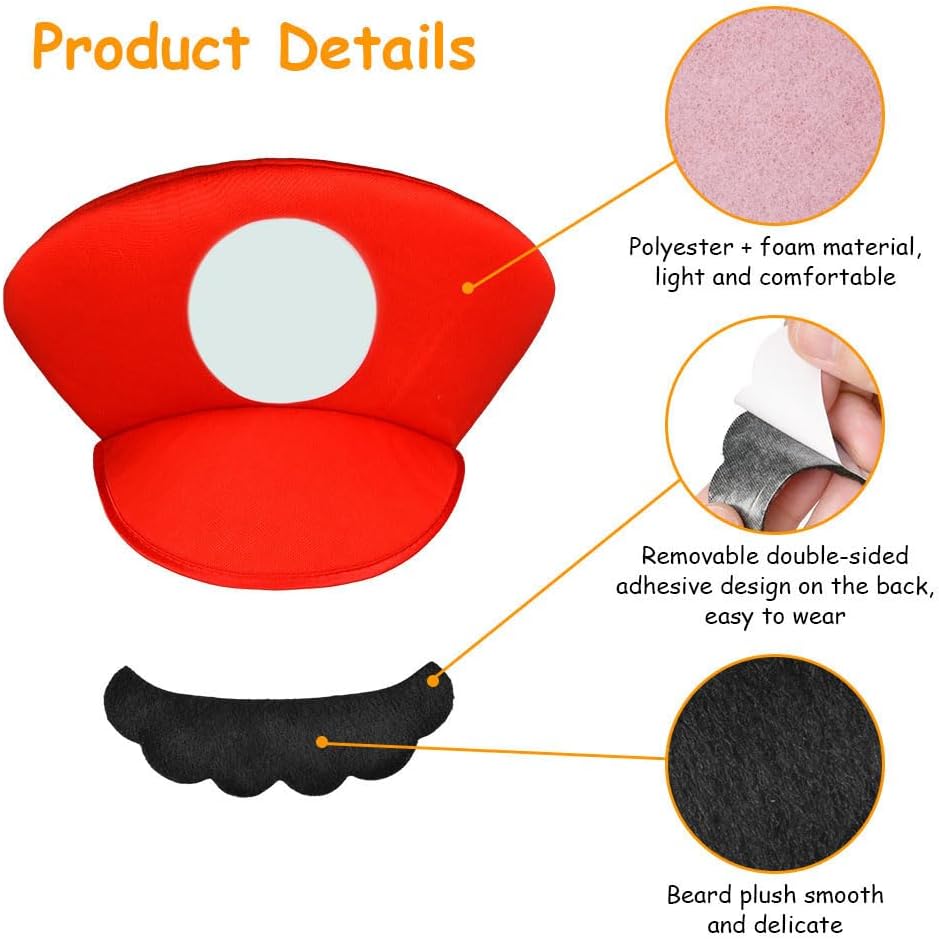 Costume de cosplay Mario Luigi avec bonnet, barbe et gants – Image 4