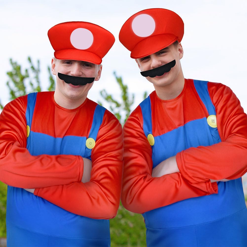 Costume Mario Luigi-Bros adulte avec bonnet, barbe et gants – Image 6