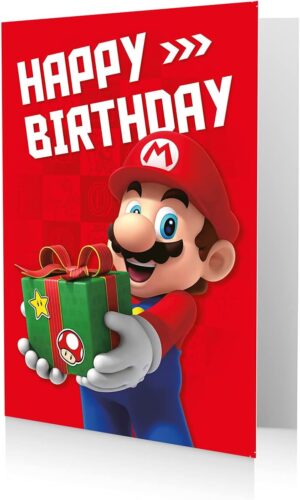 Carte d'anniversaire Super Mario Happy Birthday avec enveloppe