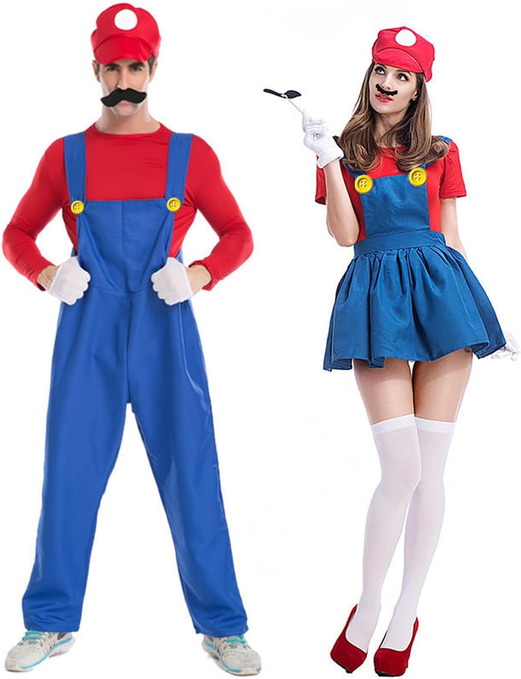 Kit déguisement Mario avec 2 casquettes et 14 moustaches – Image 7