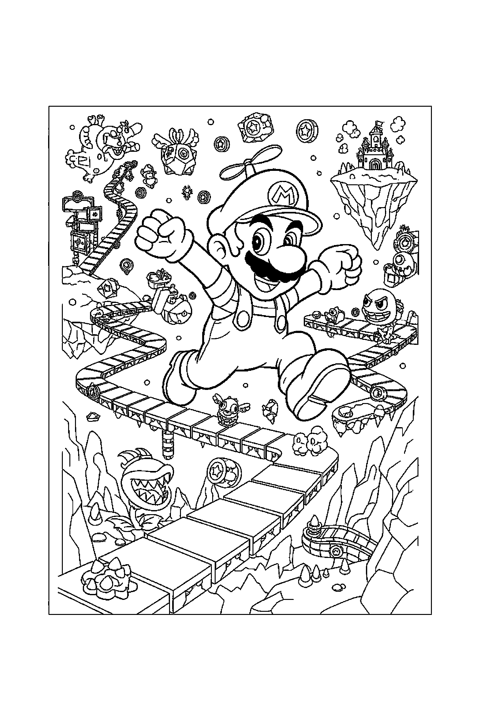 Coloriage Mario gratuit à imprimer - grand coloriage détaillé de Toad avec carrelages Coloriage Mario gratuit à imprimer : grand coloriage détaillé de Toad avec carrelages