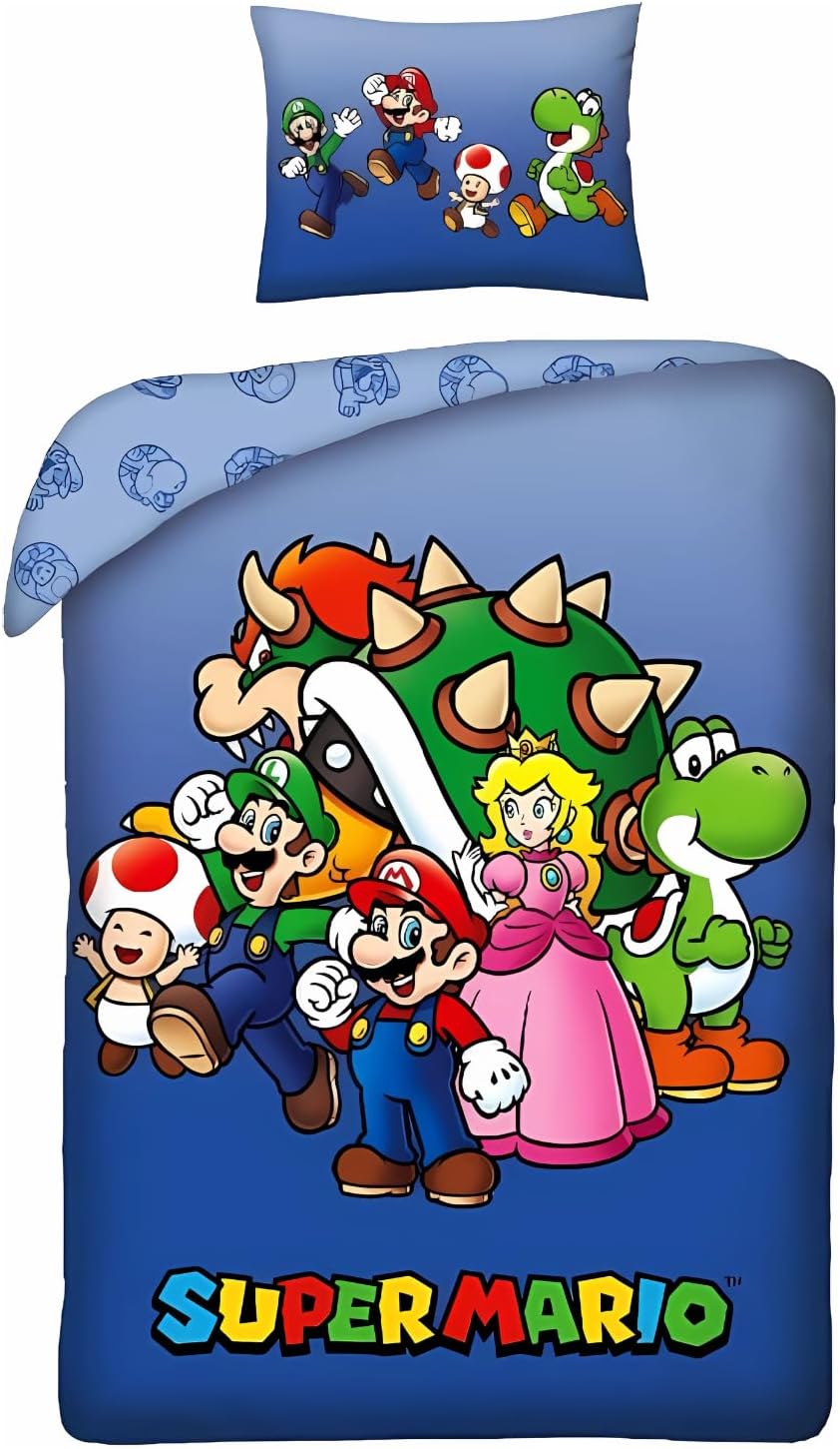 Parure réversible Super Mario 140x200 cm avec taie 65x65 cm