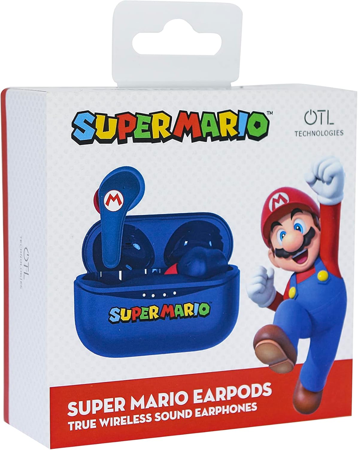 Écouteurs Bluetooth 5.0 Super Mario avec boîtier bleu