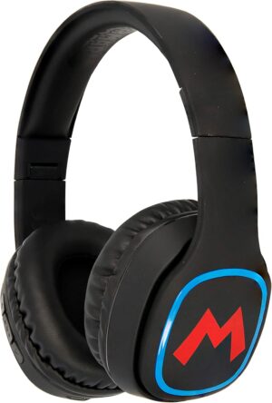 Casque audio Bluetooth Super Mario Icon noir, pliable et arceau rembourré