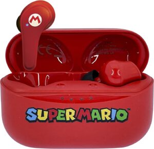 Écouteurs Bluetooth V5.0 Super Mario TWS pour enfant avec boîtier rouge