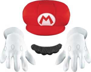 Set d’accessoires de déguisement Mario Nintendo avec casquette, moustache et gants