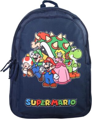 Sac à dos primaire garçon Super Mario bleu et noir à 2 compartiments