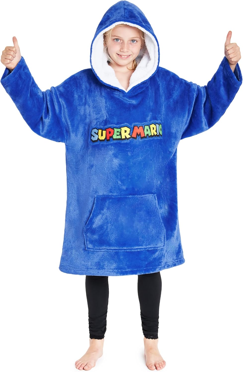 Sweat à capuche enfant Super Mario plaid polaire bleu