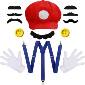 Ensemble Mario Bros Rouge-m avec accessoires Luigi et gants