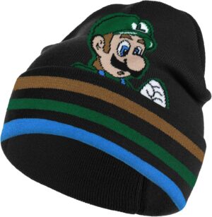 Bonnet Mario tricoté en fibre 100 % acrylique pour enfants de 3 à 6 ans