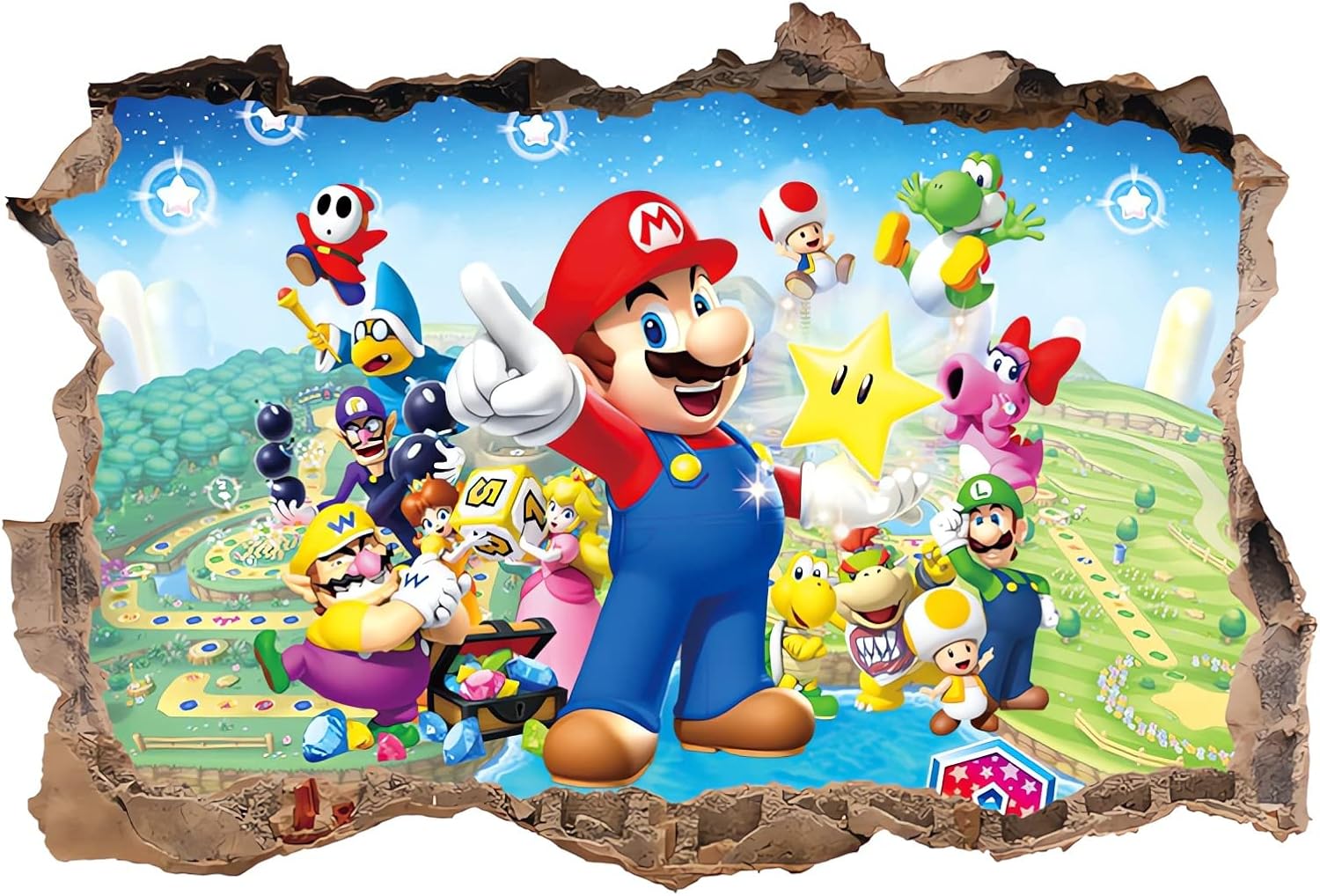 Décoration murale Mario Bros effet 3D pour chambre d'enfant
