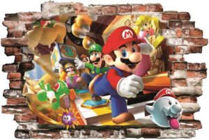 Sticker mural Mario pour chambre d'enfant en PVC 780 mm x 560 mm