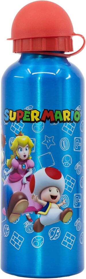 Bouteille enfant en aluminium 530 ML Super Mario bleue